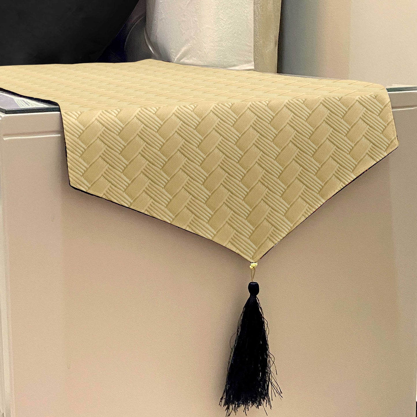 Patterned Leather - Beige Bed Side table Accent Trendy Home