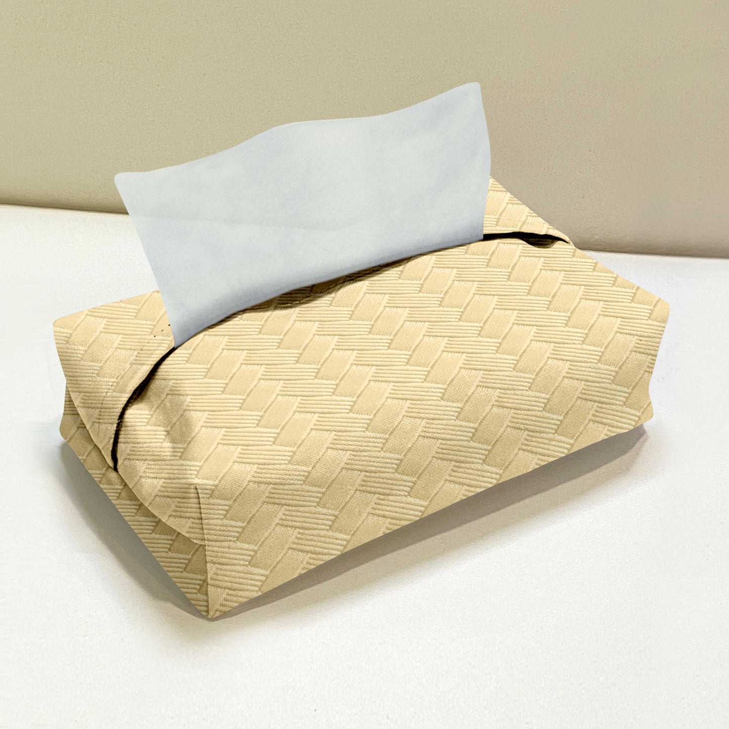 Patterned Leather - Beige Tissue Box Trendy Home