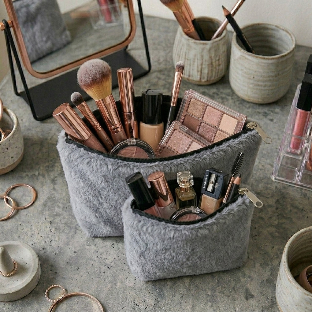Cat Fur - Peppercorn Cosmetic Pouch