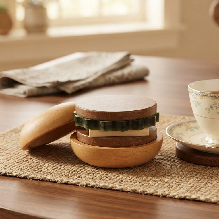 Wooden - Hamburger Tea Coaster Set
