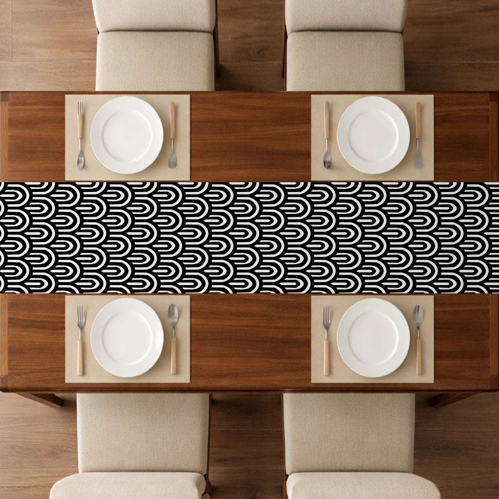 Printed - Monochrome Arch Table Runner Trendy Home