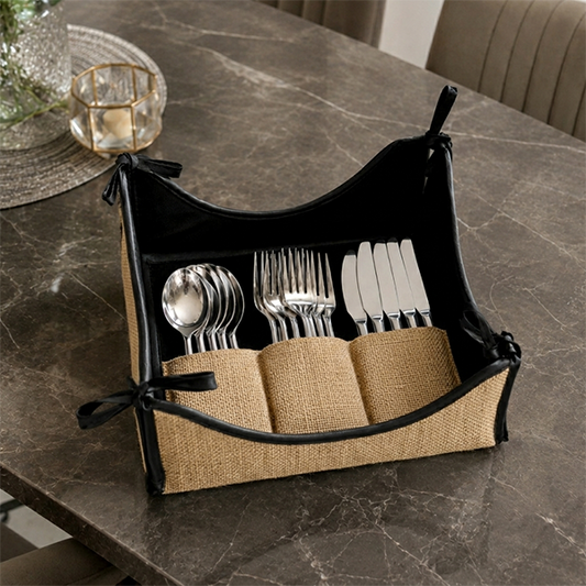 Fine Jute - Mud Cutlery Tray