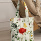 Printed - White Rosey Tote Bag Trendy Home