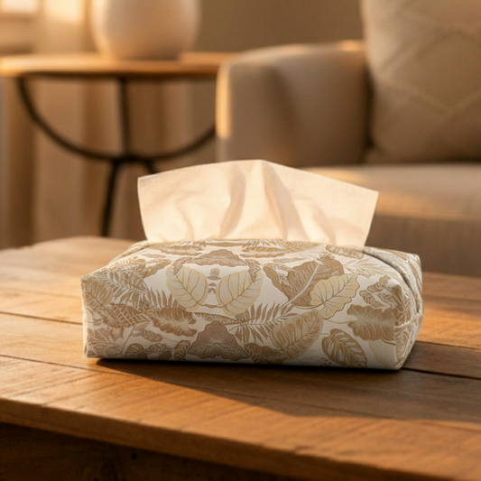 Printed - Sandy Beige Fern Tissue Box Trendy Home