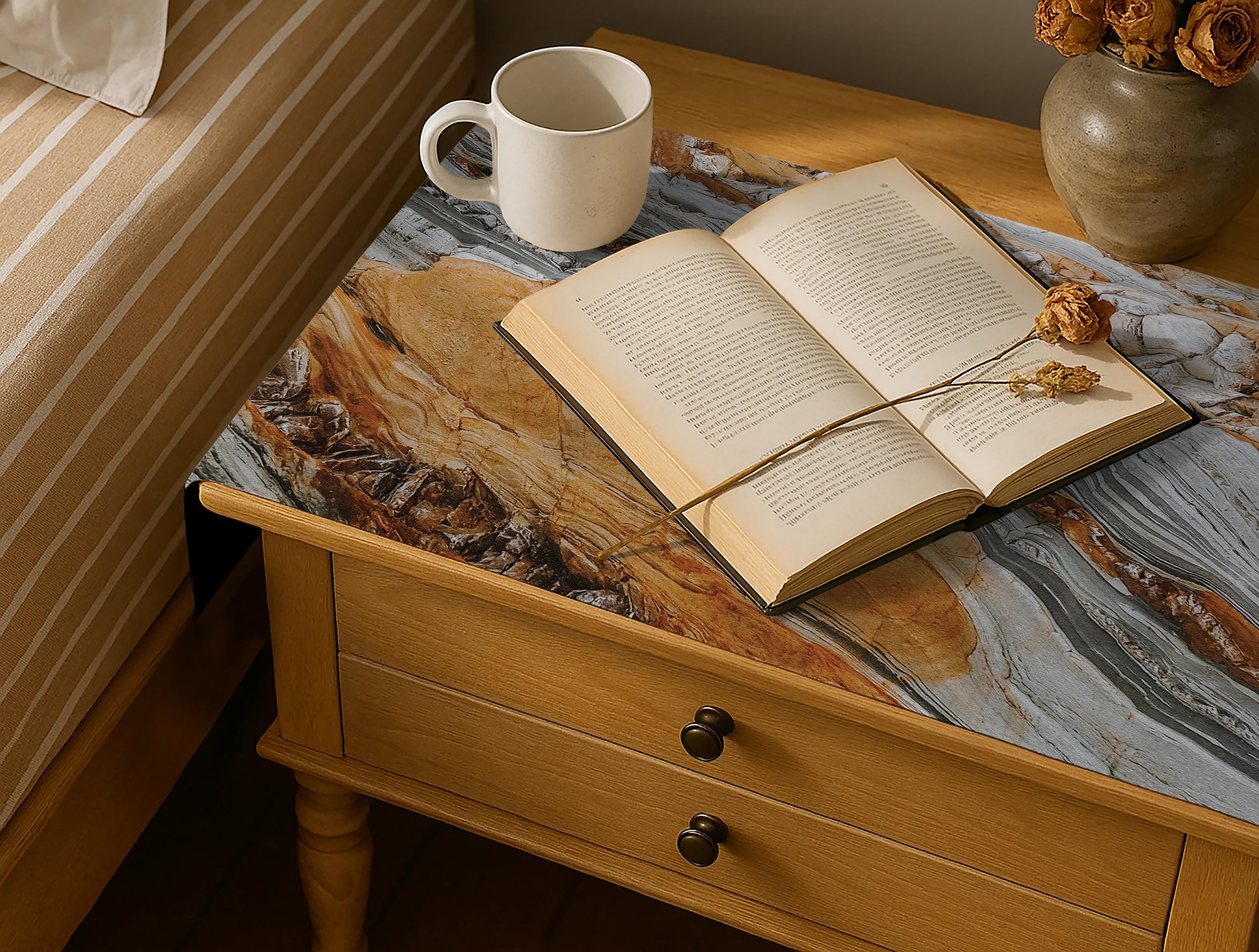 Printed - Earth Jasper Bed Side Table Accent Trendy Home