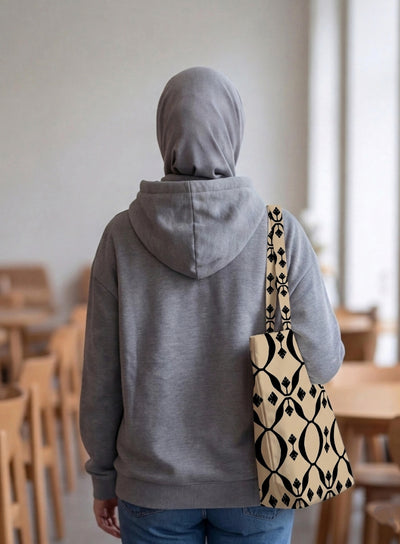 Printed - Beige Nomad Tote Bag Trendy Home