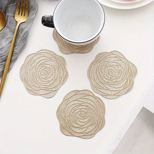 Pvc Golden Rose Tea Coaster