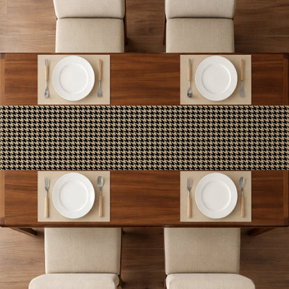 Printed - Beige Houndstooth Table Runner Trendy Home