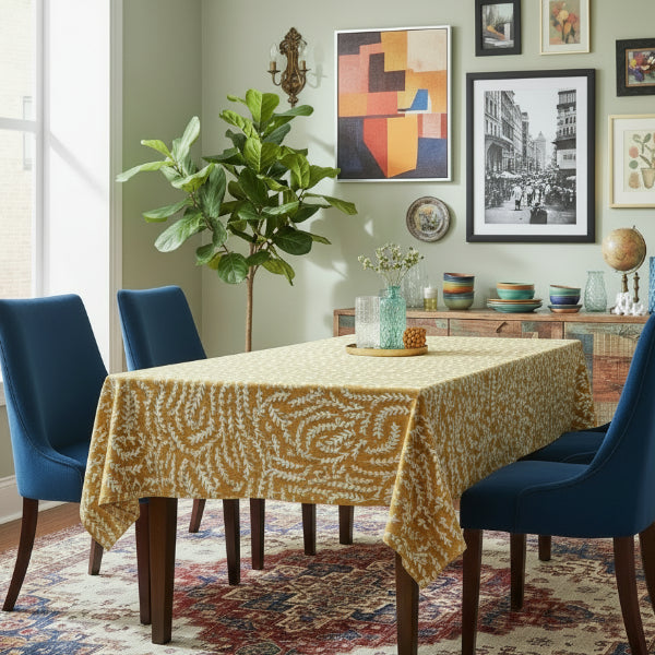 Printed - Mustard Mist Tablecloth Trendy Home
