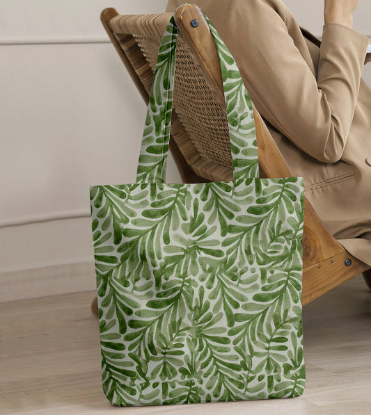 Printed - Sage Leaf Tote Bag Trendy Home