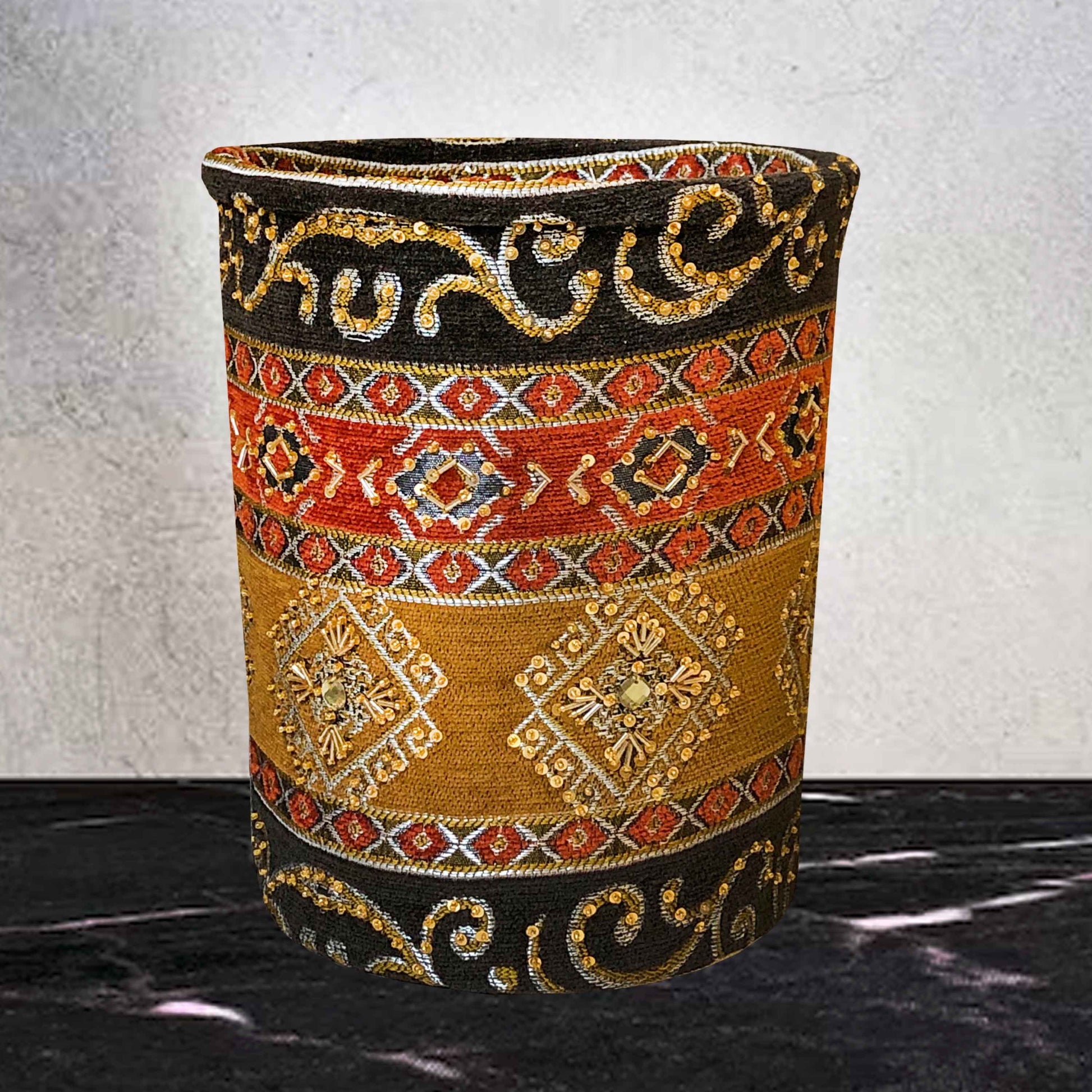 Hand Sequin - Mustard Dustbin Trendy Home