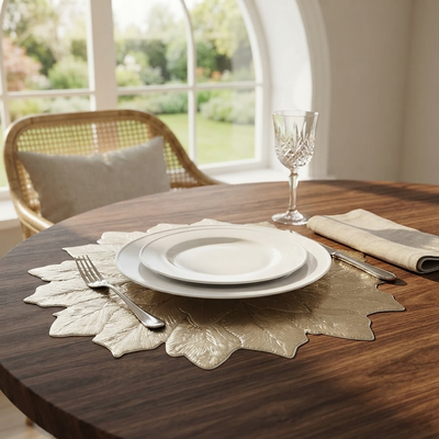 Pvc - Gold Ginkgo Charger Plate Trendy Home