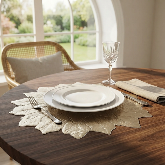 Pvc - Gold Ginkgo Charger Plate Trendy Home