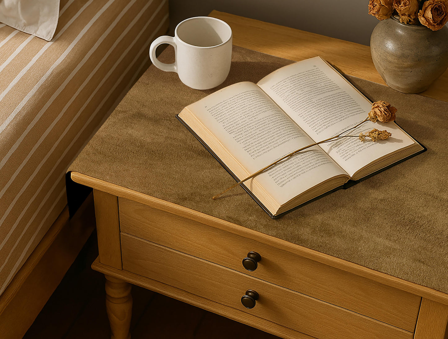 Malai Velvet - Fawn Bed Side Table Accent