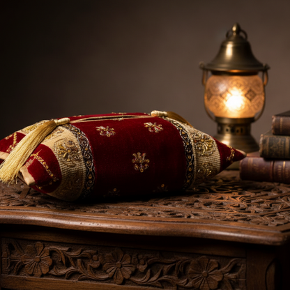 Hand Sequin - Red Ghazi Tissue Box Trendy Home