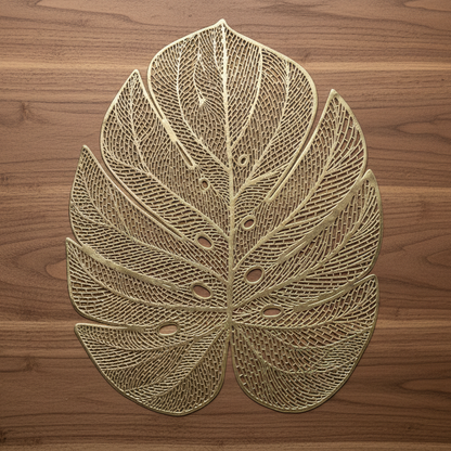 Pvc - Gold Caribbean Leaf Bed Side Table Accent Trendy Home