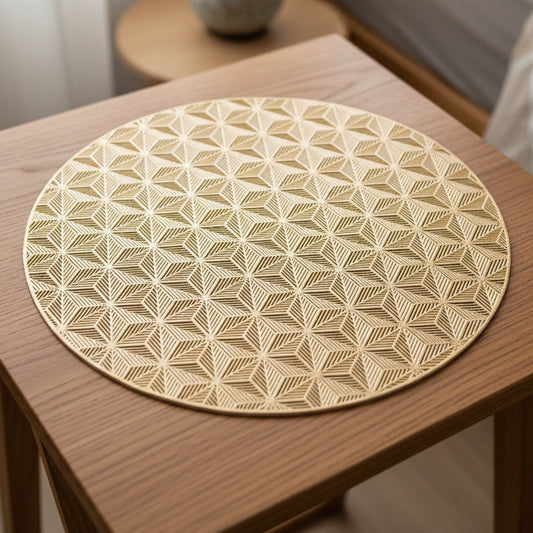 Pvc - Gold Geometric Charger Plate 3 Pc Trendy Home