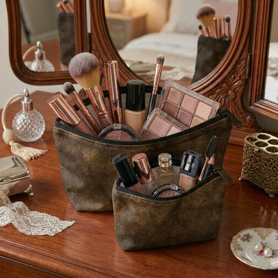 Malai Velvet - Olive Brown Cosmetic Pouch Trendy Home