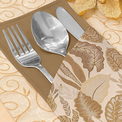 Printed - Sandy Beige Fern Cutlery Pouch Trendy Home