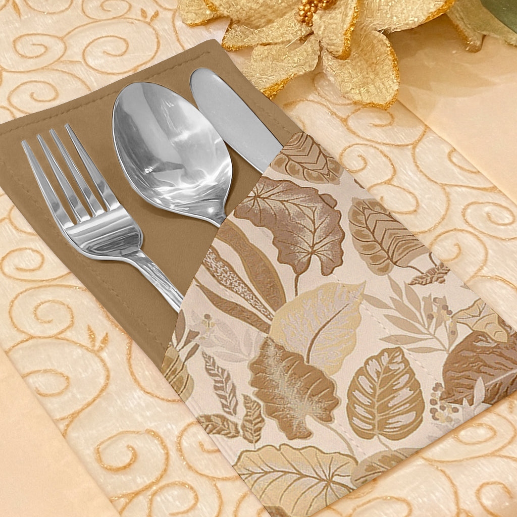 Printed - Sandy Beige Fern Cutlery Pouch Trendy Home