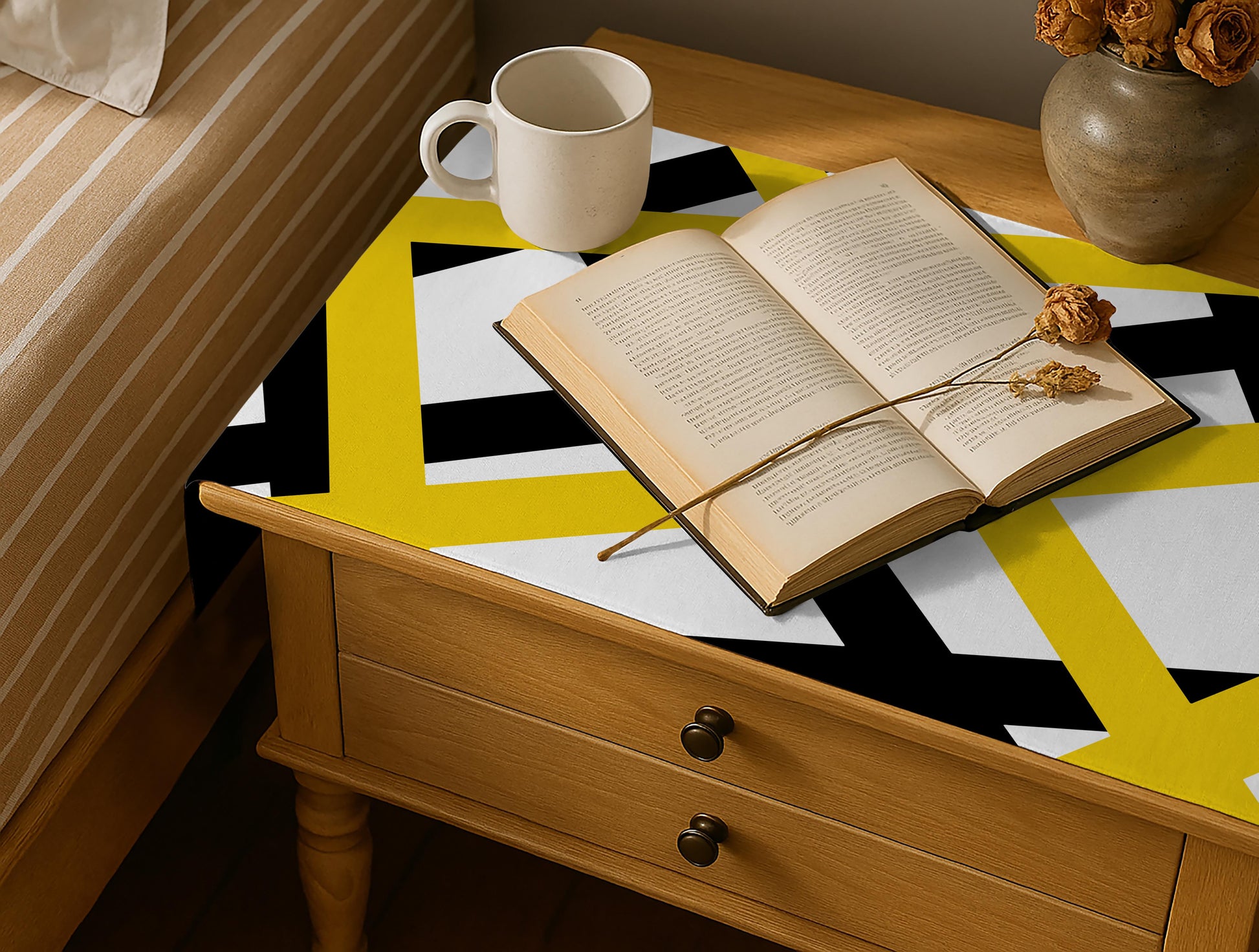 Printed - Celestial Gold Bed Side Table Accent Trendy Home