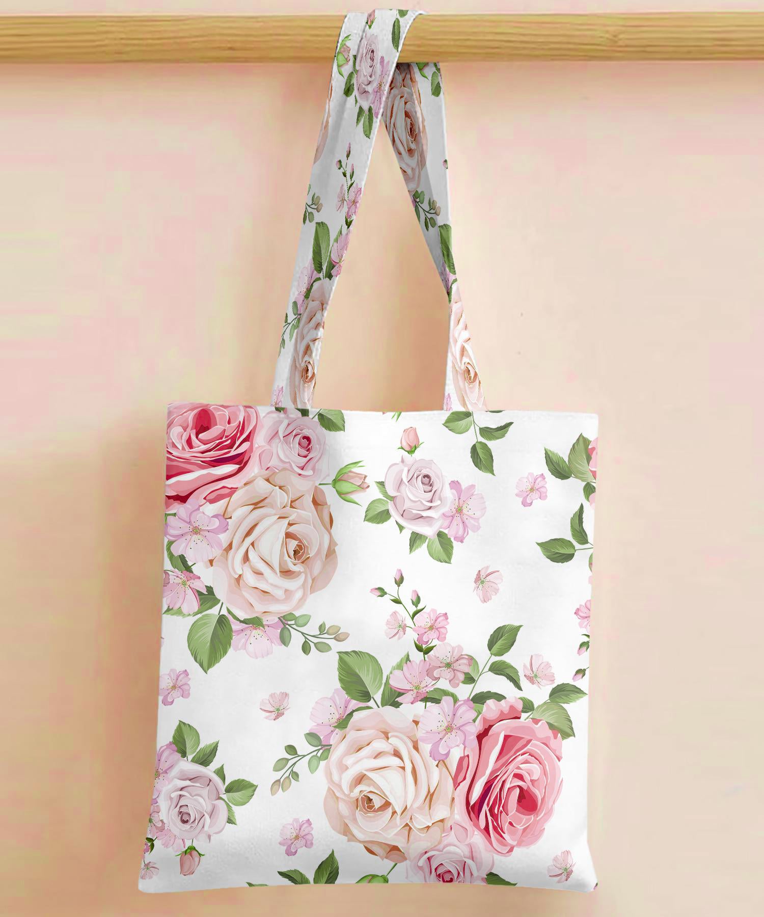 Printed - Pink Rose Tote Bag Trendy Home