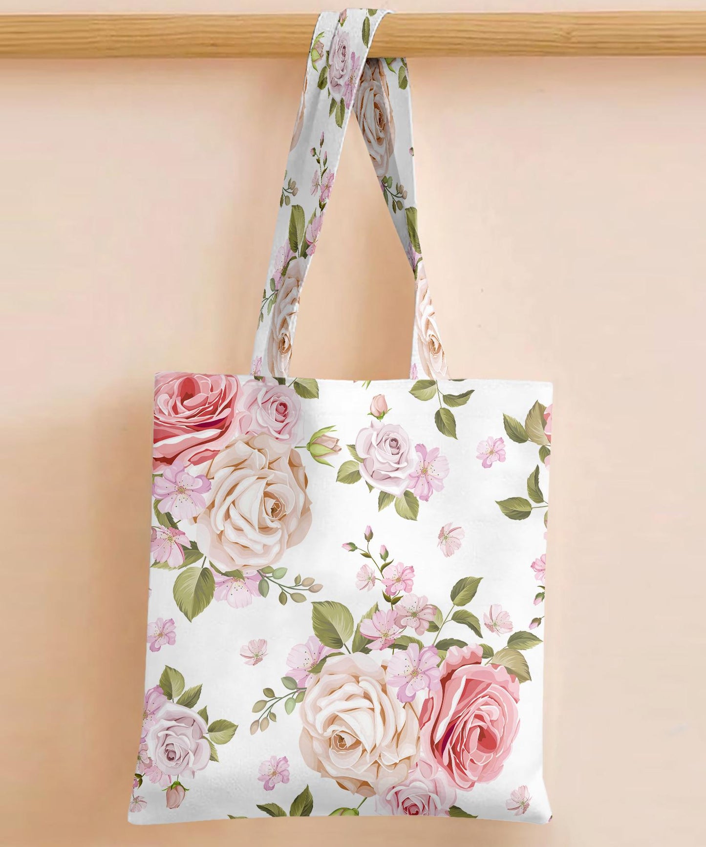 Printed - Pink Rose Tote Bag Trendy Home