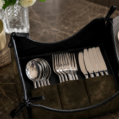 Malai Velvet - Olive Brown Cutlery Tray Trendy Home