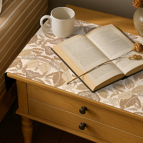 Printed - Sandy Beige Fern Bed Side Table Accent Trendy Home