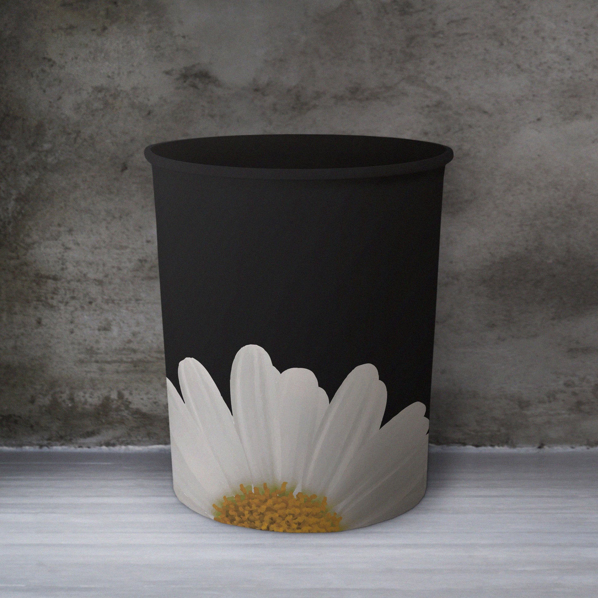 White Flower Dustbin Trendy Home