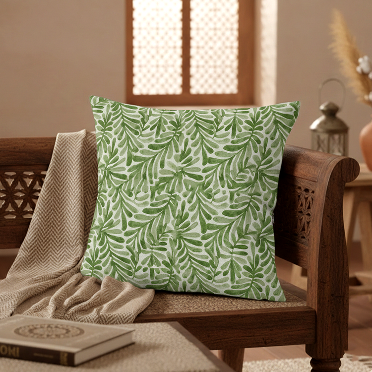 Printed - Sage Leaf Cushion Cover Trendy Home