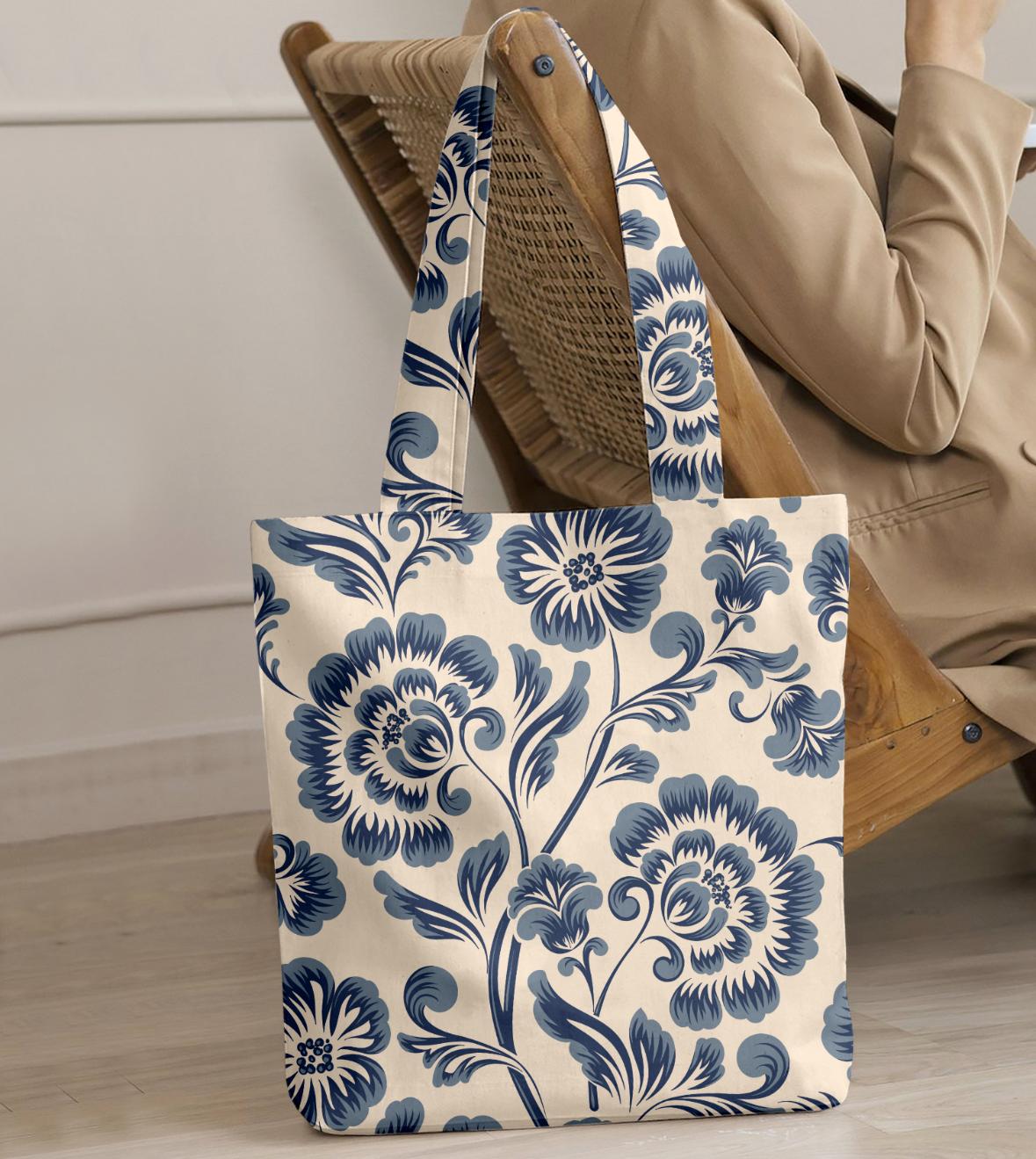 Printed - Blue Victoria Tote Bag Trendy Home