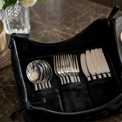 Malai Velvet - Black Cutlery Tray