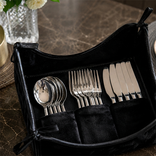 Malai Velvet - Black Cutlery Tray