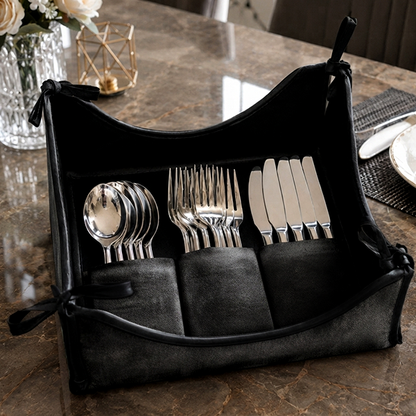 Malai Velvet - Black Cutlery Tray
