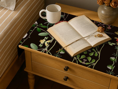 Printed - Black Rosey Bed Side Table Accent Trendy Home