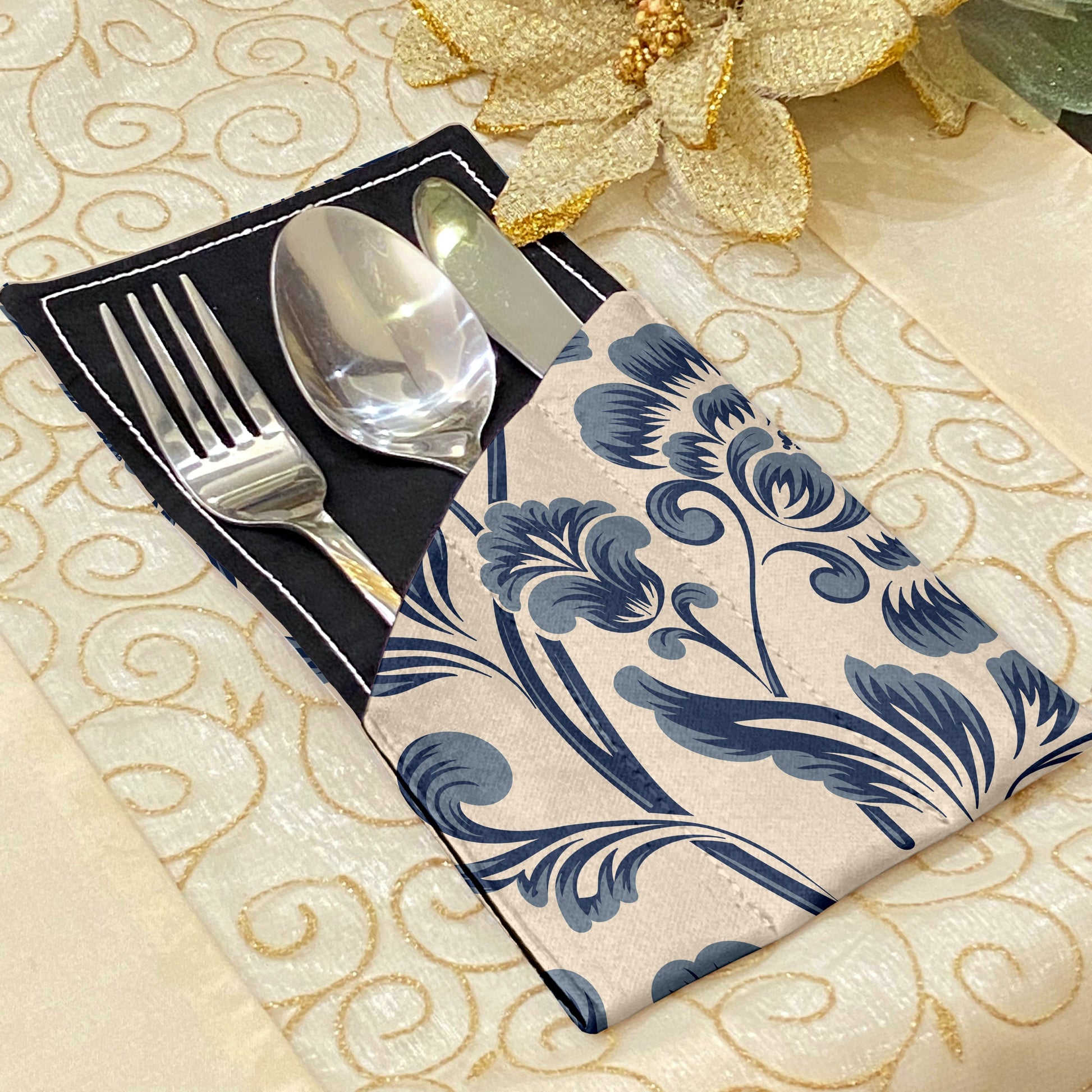 Printed - Blue Victoria Cutlery Pouch Trendy Home