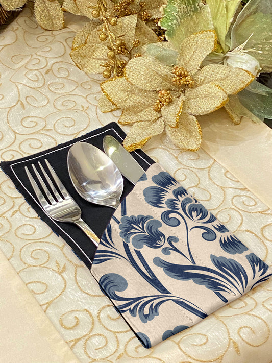 Printed - Blue Victoria Cutlery Pouch Trendy Home