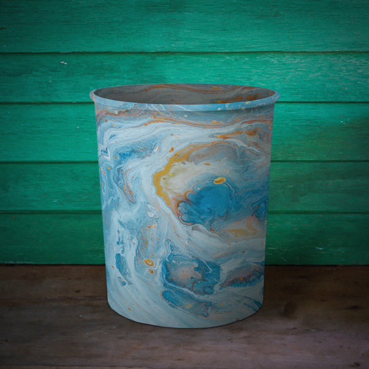 Blue Opal Marble-Stone Dustbin