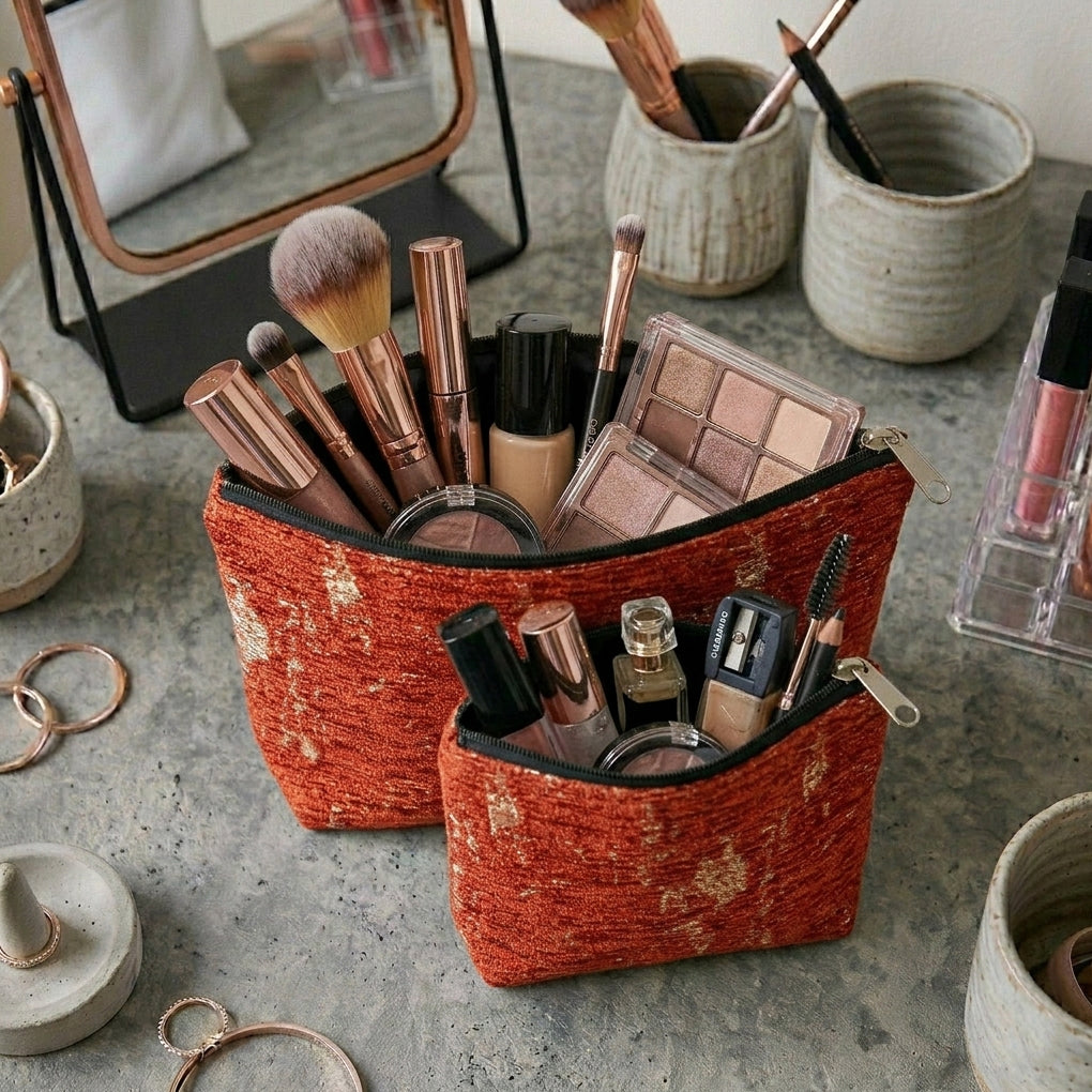 Shanghai Velvet - Rust Cosmetic Pouch Trendy Home
