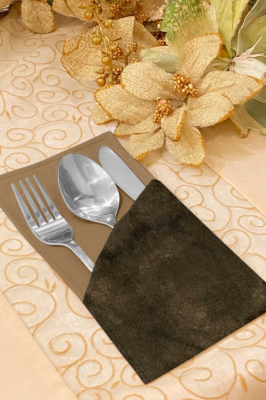 Malai Velvet - Olive Brown Cutlery Pouch