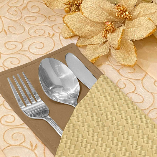 Patterned Leather - Beige Cutlery Pouch
