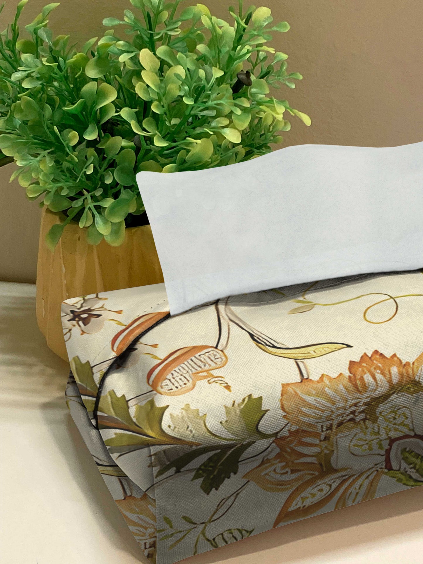 Printed - Beige Fort Tissue Box