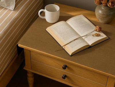 Leather - Peanut Brown Bed Side table Accent Trendy Home