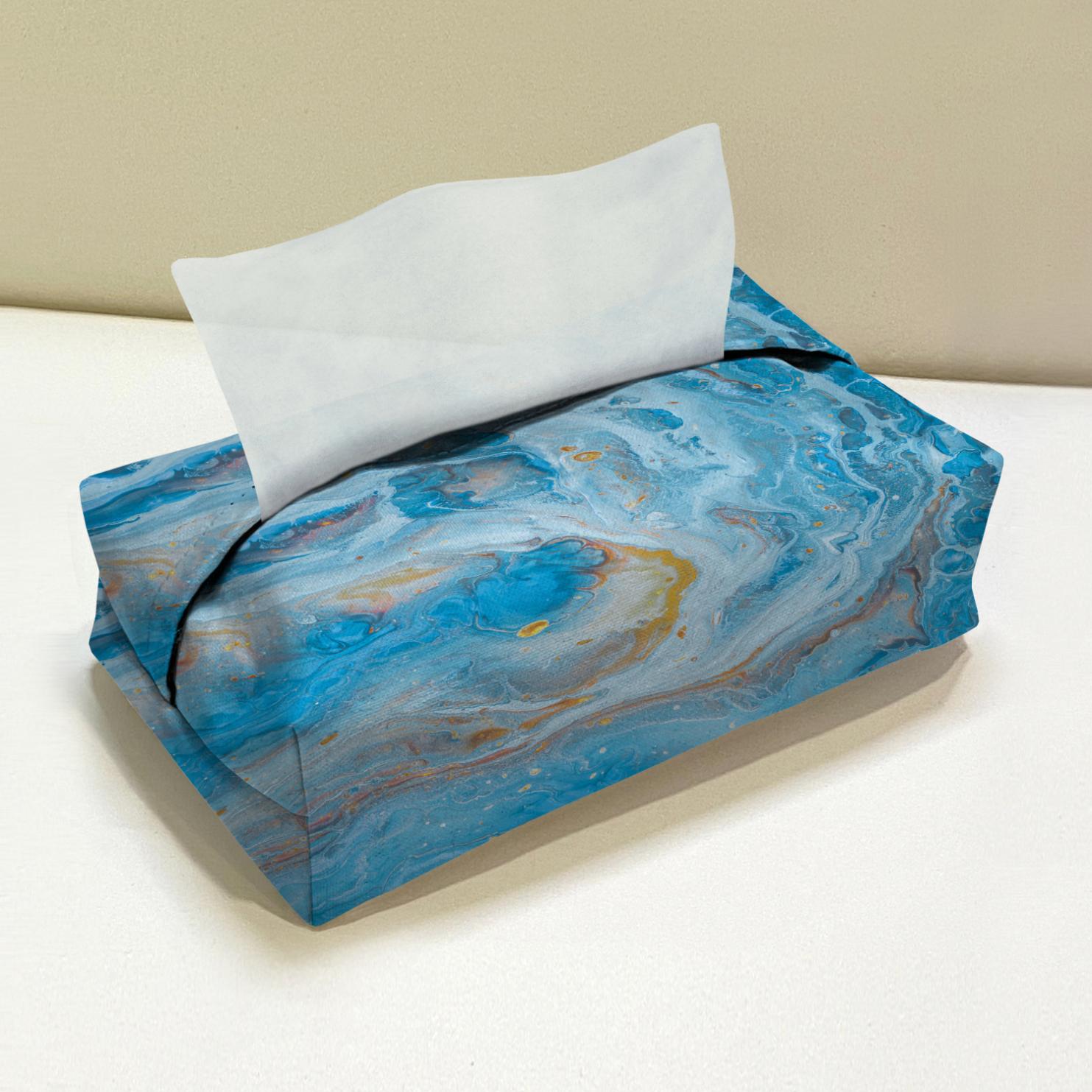 Blue Opal Marble-Stone Tissue Box Trendy Home