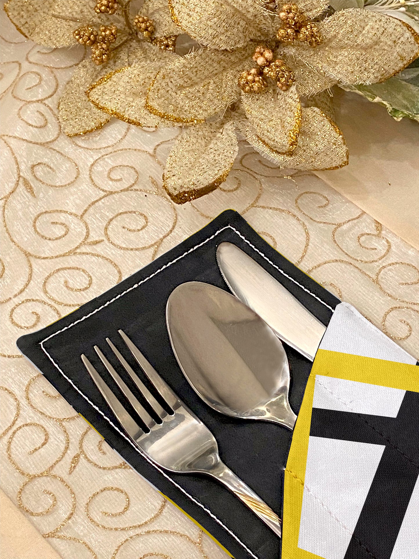 Printed - Celestial Gold Cutlery Pouch Trendy Home