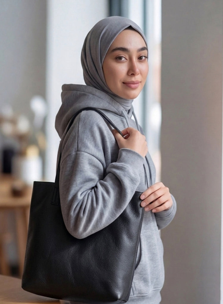 Leather - Black Tote Bag Trendy Home