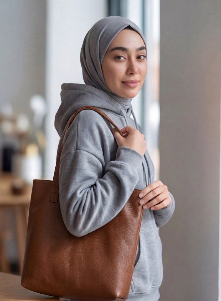 Leather - Burnt Cinnamon Tote Bag Trendy Home