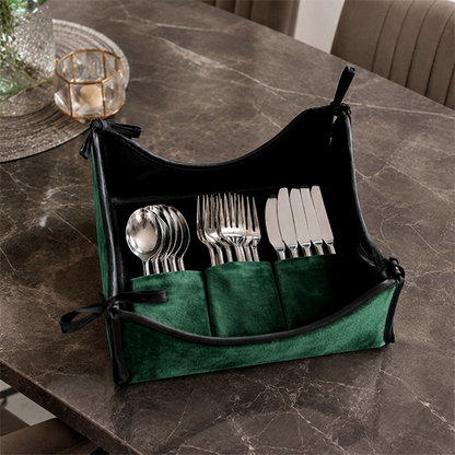 Malai Velvet - Emerald Cutlery Tray