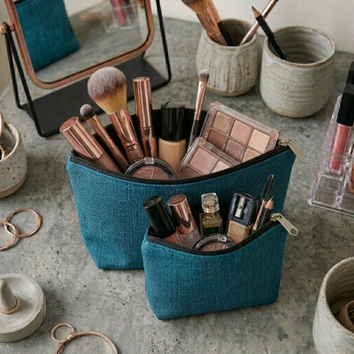 Fine Jute - Dark Turquoise Cosmetic Pouch Trendy Home